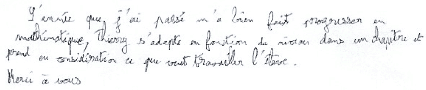 L'année que j'ai passée m'a bien fait progresser