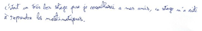 ce stage m'a aidé à reprendre les mathématiques